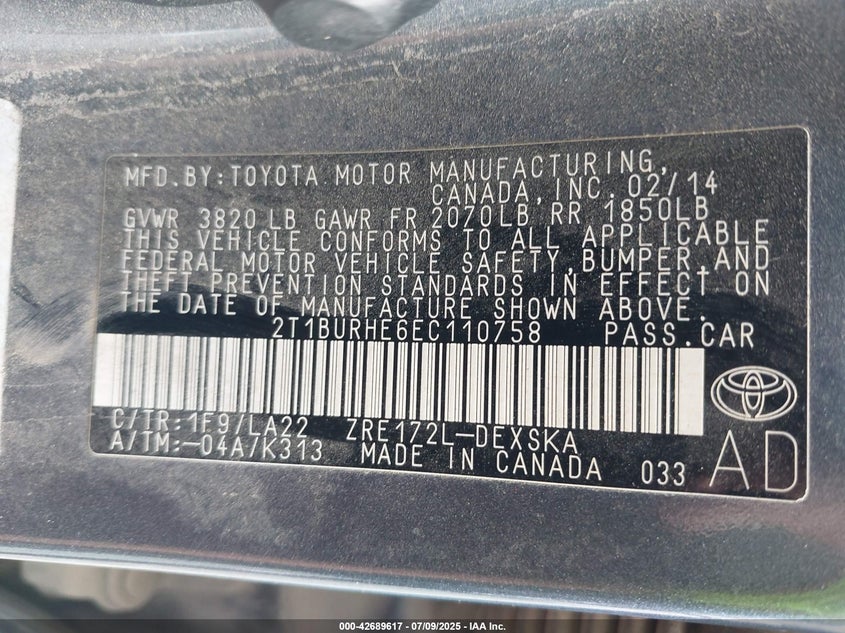 2014 TOYOTA COROLLA S PREMIUM - 2T1BURHE6EC110758