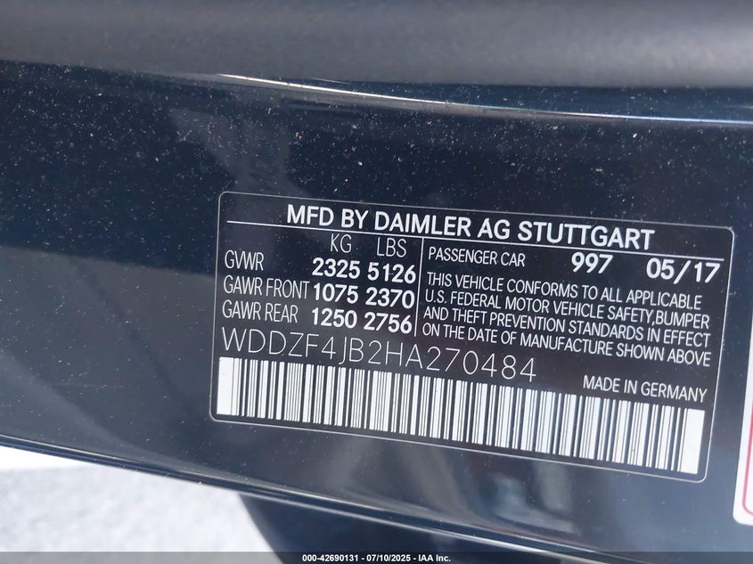 2017 MERCEDES-BENZ E 300 - WDDZF4JB2HA270484