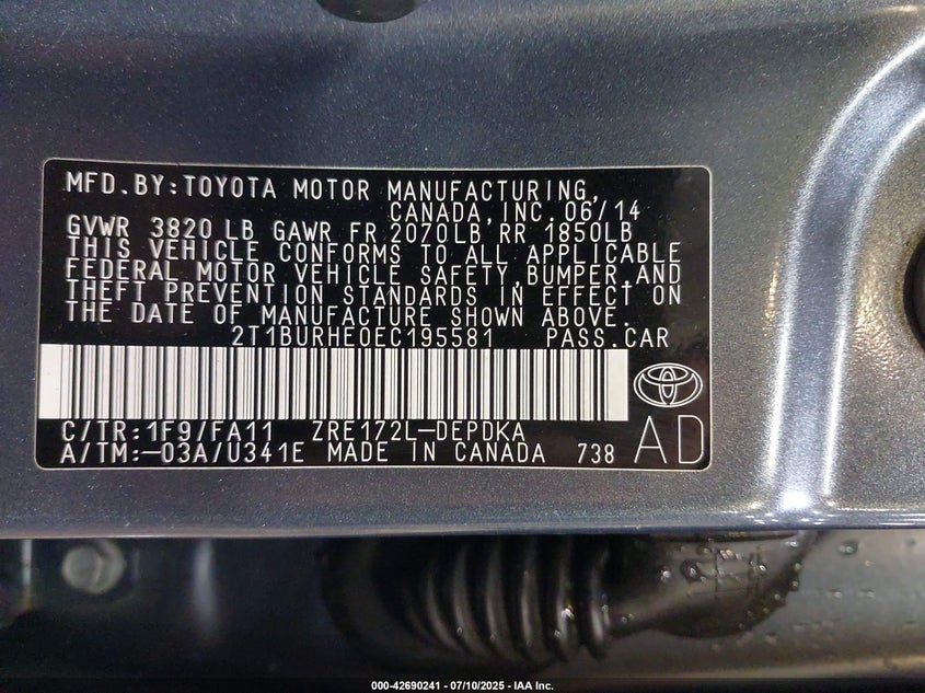 2014 TOYOTA COROLLA L - 2T1BURHE0EC195581