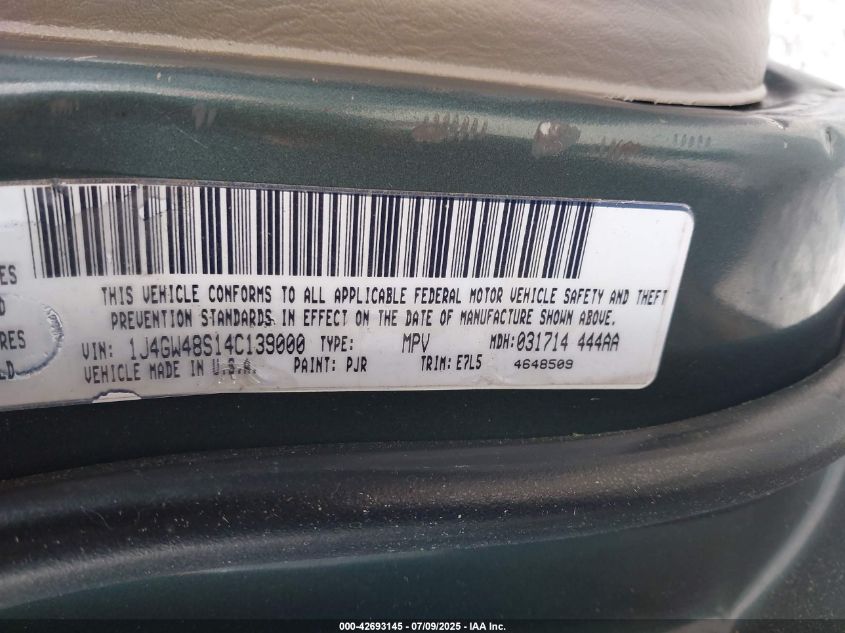 2004 Jeep Grand Cherokee Laredo VIN: 1J4GW48S14C139000 Lot: 42693145