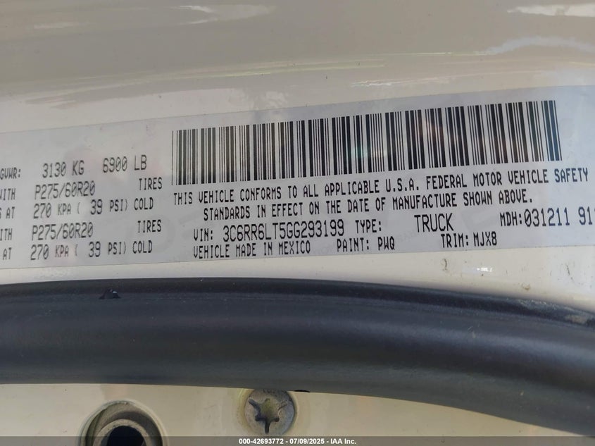 2016 RAM 1500 LONE STAR - 3C6RR6LT5GG293199