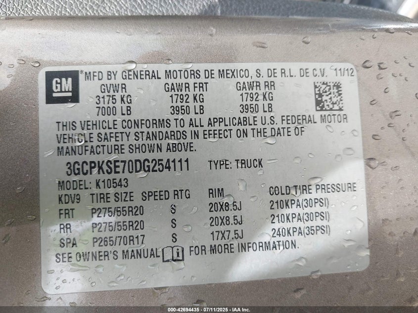 2013 CHEVROLET SILVERADO 1500 LT - 3GCPKSE70DG254111