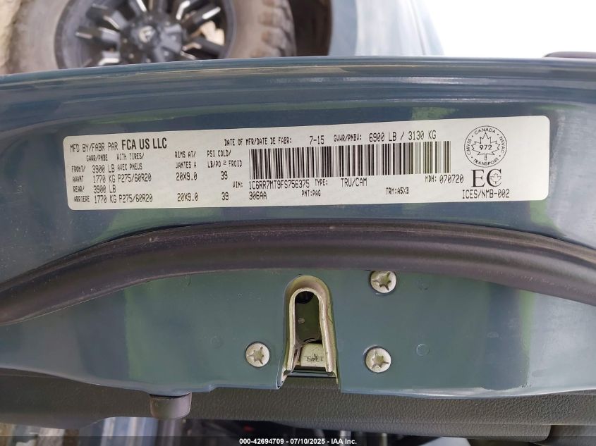 2015 Ram 1500 Sport VIN: 1C6RR7MT9FS756375 Lot: 42694709