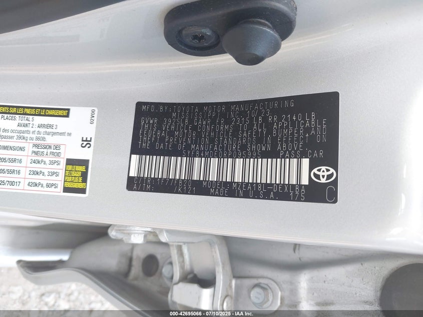 2024 TOYOTA COROLLA LE - 5YFB4MDE0RP095995