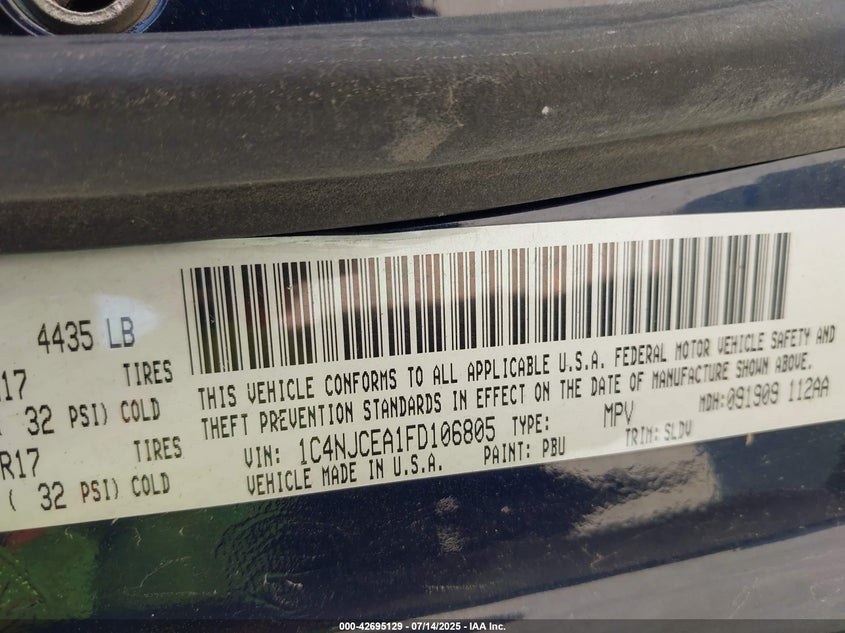 2015 JEEP COMPASS HIGH ALTITUDE EDITION - 1C4NJCEA1FD106805