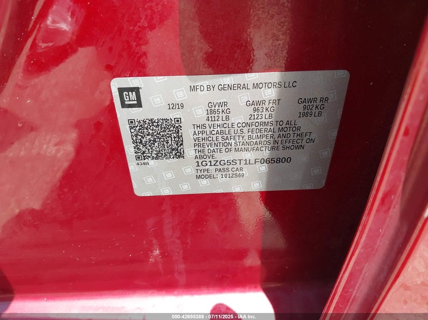 2020 CHEVROLET MALIBU FWD RS - 1G1ZG5ST1LF065800