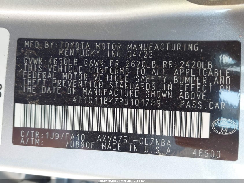 2023 TOYOTA CAMRY LE - 4T1C11BK7PU101789