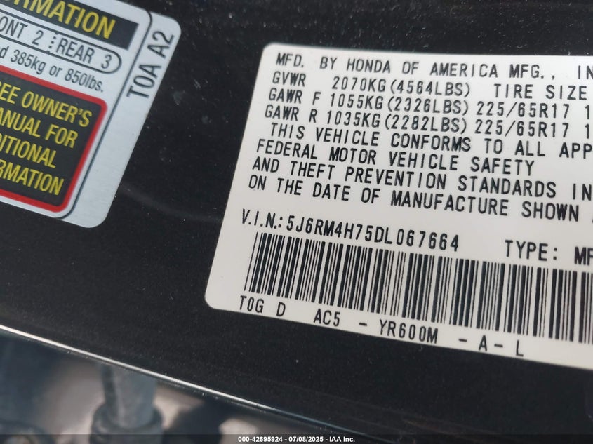 2013 HONDA CR-V EX-L - 5J6RM4H75DL067664