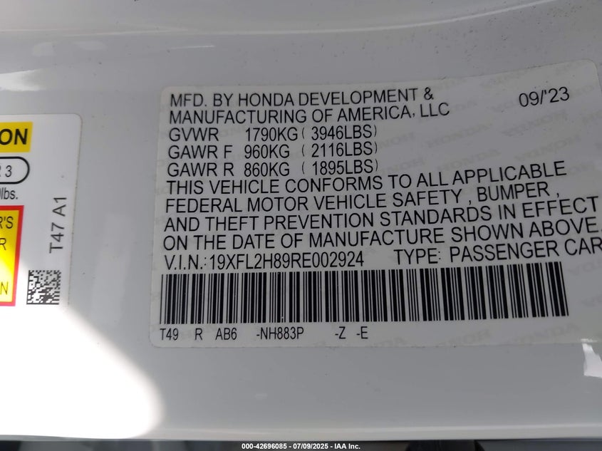 2024 HONDA CIVIC SPORT - 19XFL2H89RE002924