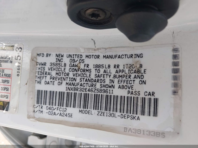 2006 Toyota Corolla S VIN: 1NXBR32E46Z589611 Lot: 42697959