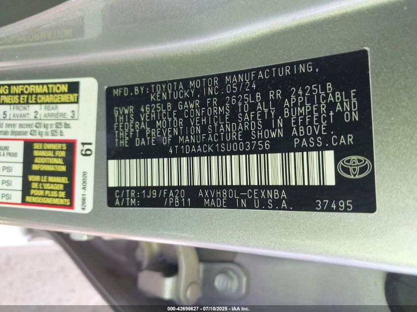 2025 Toyota Camry - 4T1DAACK1SU003756