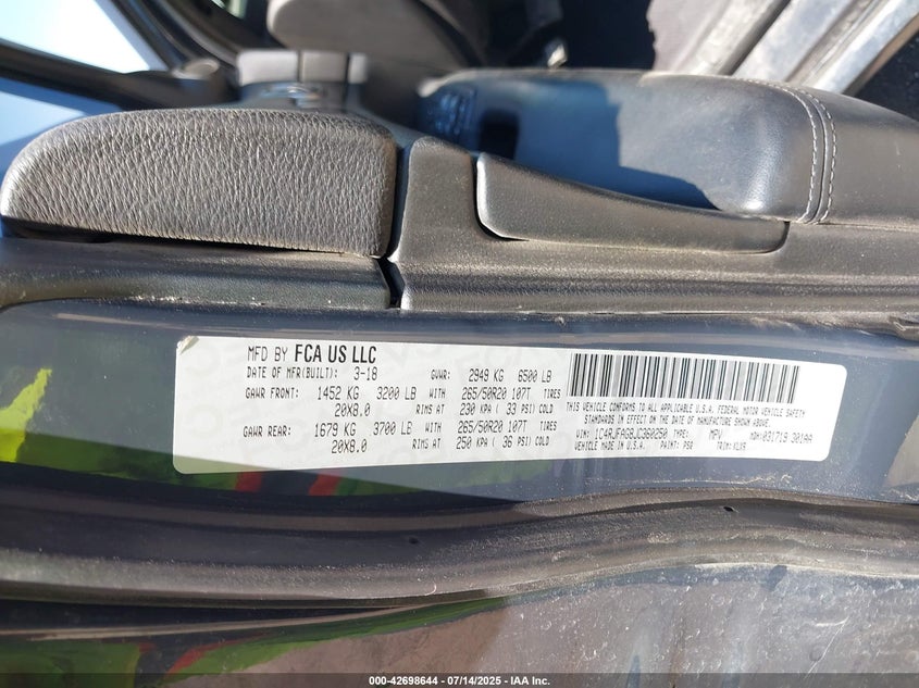 2018 Jeep Grand Cherokee Altitude 4X4 VIN: 1C4RJFAG8JC360250 Lot: 42698644