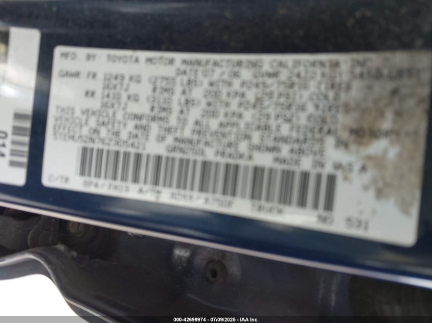 2006 Toyota Tacoma Base V6 VIN: 5TEMU52N76Z305421 Lot: 42699974