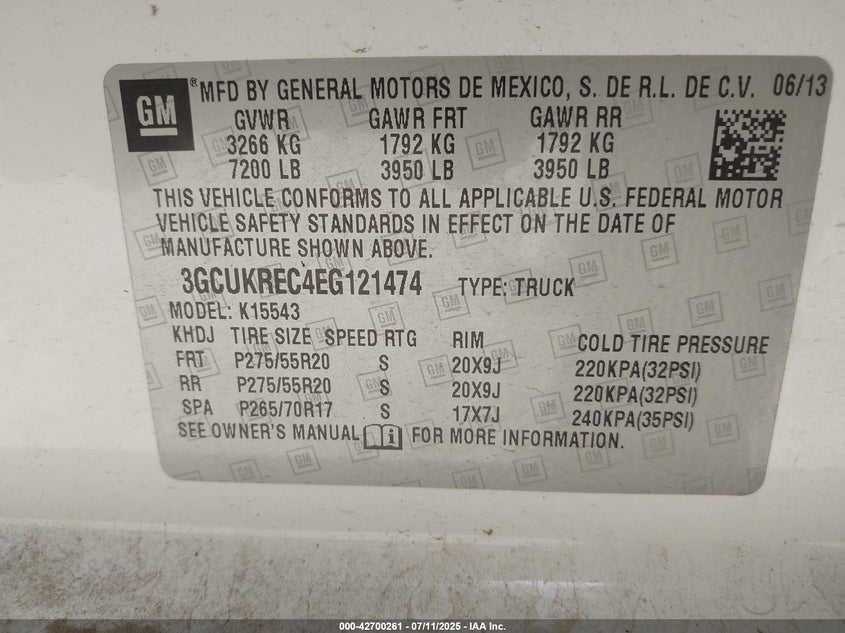 2014 CHEVROLET SILVERADO 1500 2LT - 3GCUKREC4EG121474