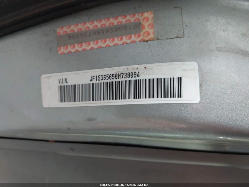 2006 Subaru Forester 2.5X Premium VIN: JF1SG65656H738994 Lot: 42701300