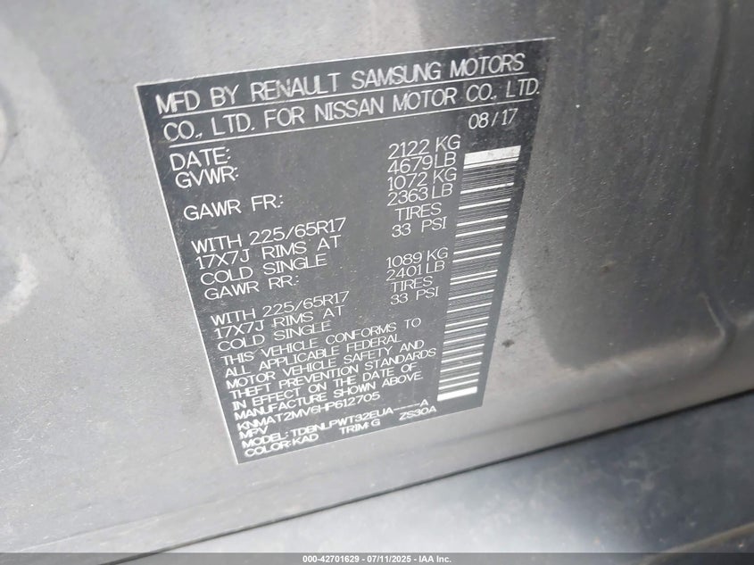 2017 NISSAN ROGUE S - KNMAT2MV6HP612705