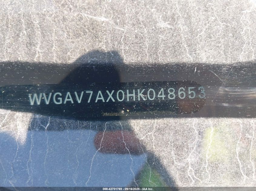 2017 Volkswagen Tiguan 2.0T/2.0T S VIN: WVGAV7AX0HK048653 Lot: 42701769