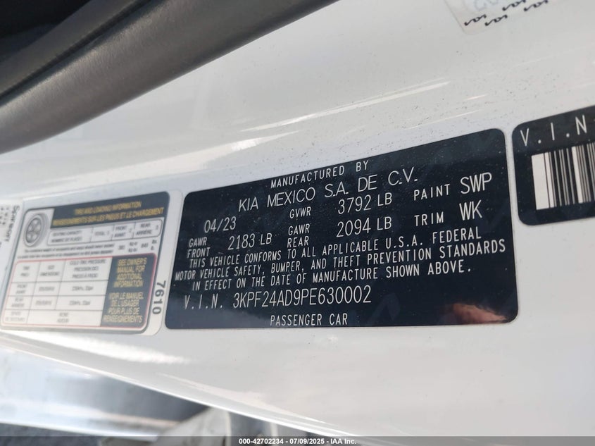 2023 KIA FORTE LXS - 3KPF24AD9PE630002