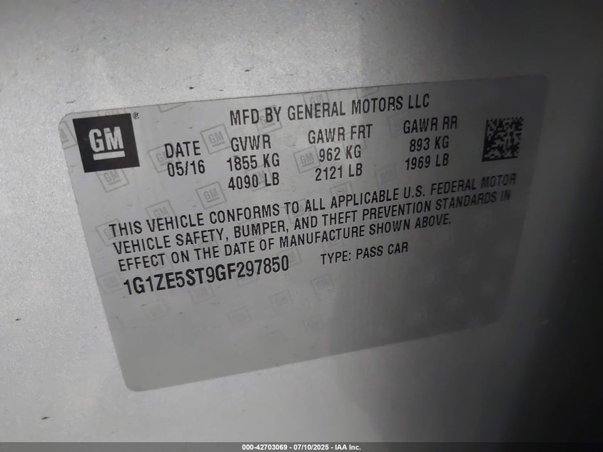 2016 CHEVROLET MALIBU 1LT - 1G1ZE5ST9GF297850