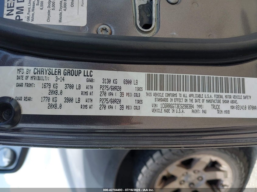 2014 RAM 1500 BIG HORN - 1C6RR6GT3ES298384