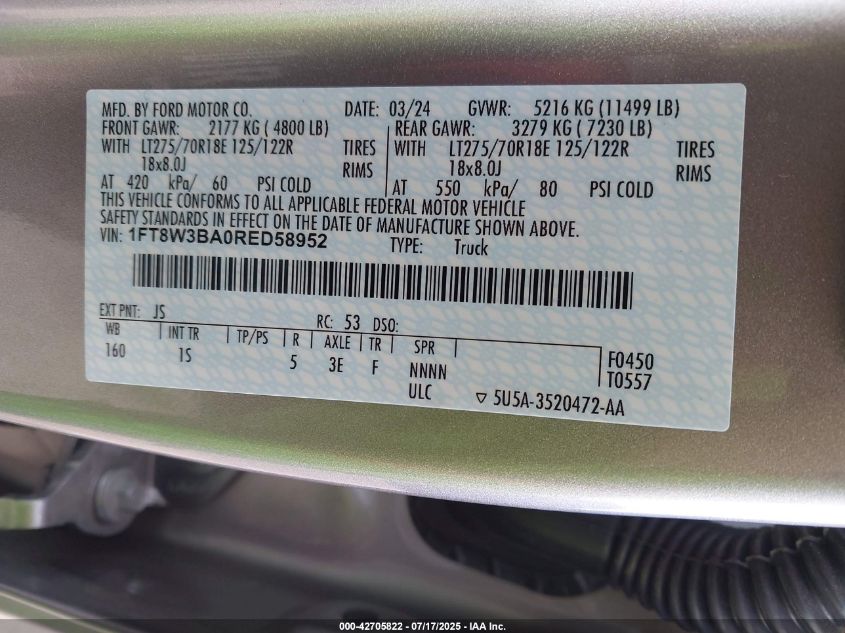 2024 Ford F-350 - 1FT8W3BA0RED58952