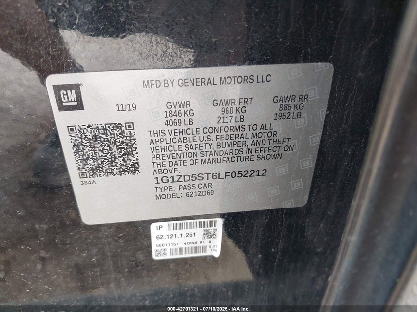 2020 CHEVROLET MALIBU FWD LT - 1G1ZD5ST6LF052212