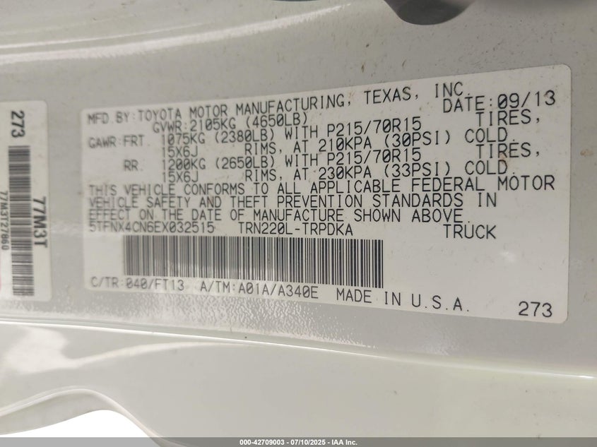 2014 TOYOTA TACOMA - 5TFNX4CN6EX032515