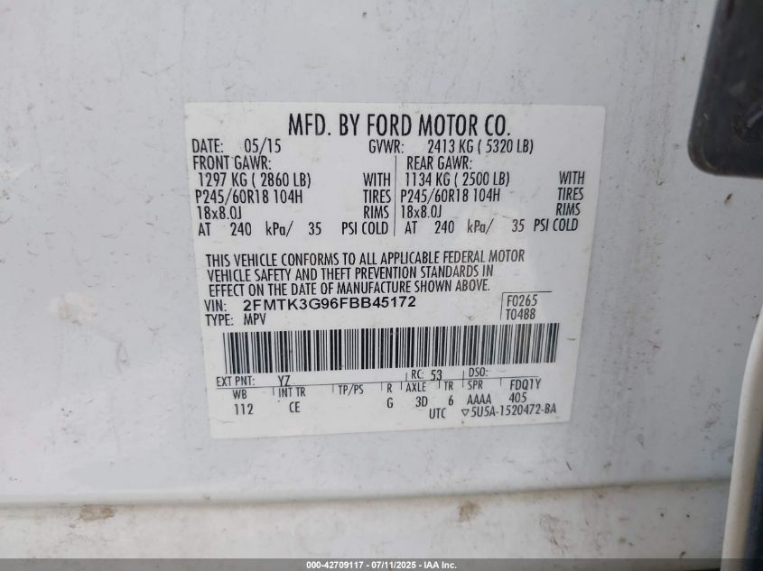 2015 FORD EDGE SE - 2FMTK3G96FBB45172