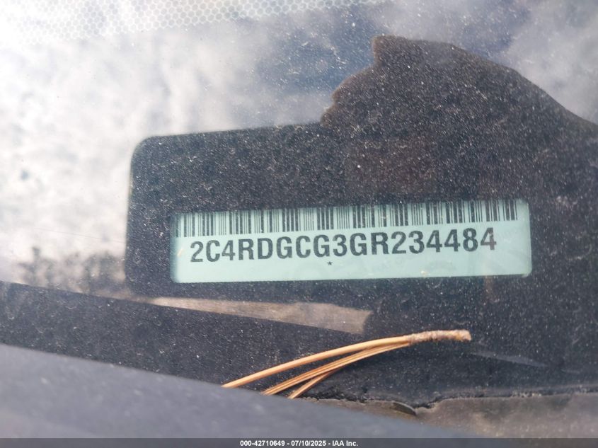 2016 Dodge Grand Caravan Sxt VIN: 2C4RDGCG3GR234484 Lot: 42710649