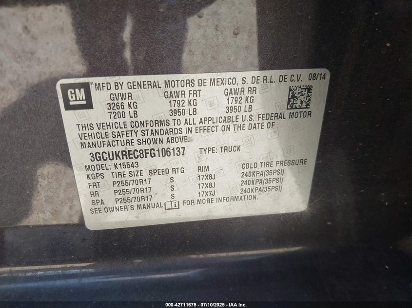 2015 CHEVROLET SILVERADO 1500 1LT - 3GCUKREC8FG106137