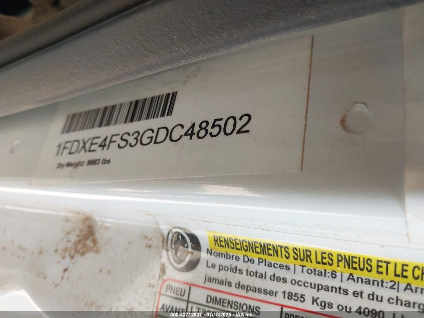 2016 Ford E-450 Cutaway VIN: 1FDXE4FS3GDC48502 Lot: 42712537