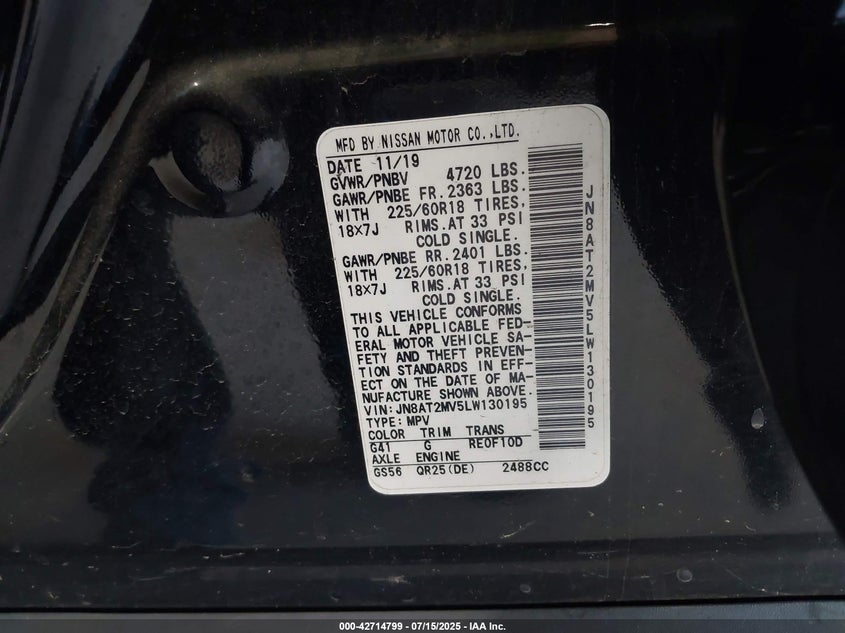 2020 NISSAN ROGUE SV INTELLIGENT AWD - JN8AT2MV5LW130195