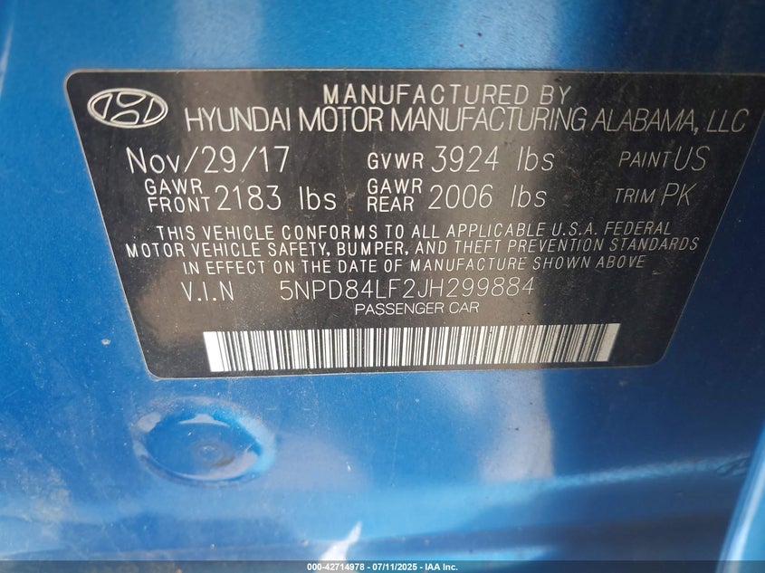 5NPD84LF2JH299884 2018 HYUNDAI ELANTRA photo no. 9