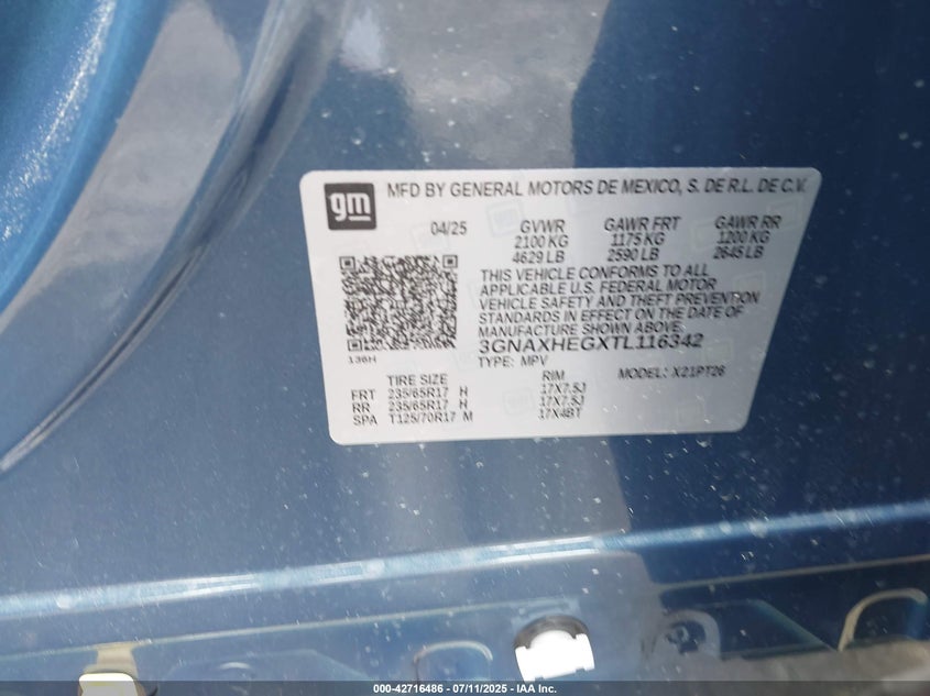 2026 CHEVROLET EQUINOX FWD LT - 3GNAXHEGXTL116342