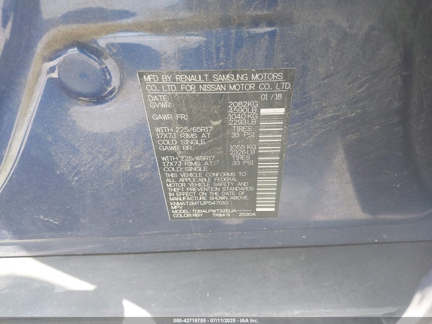 2018 NISSAN ROGUE S - KNMAT2MT1JP547010