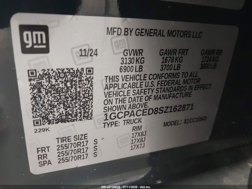 2025 Chevrolet Silverado 1500 - 1GCPACED8SZ162871