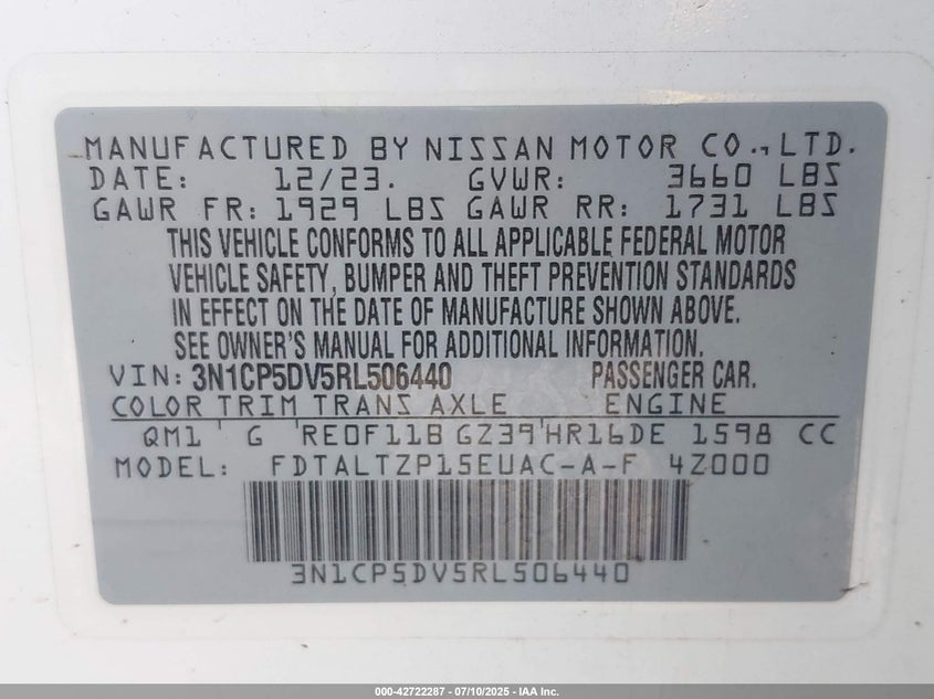 2024 NISSAN KICKS SR XTRONIC CVT - 3N1CP5DV5RL506440