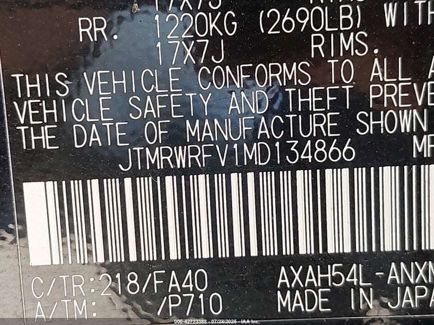 2021 TOYOTA RAV4 HYBRID XLE - JTMRWRFV1MD134866