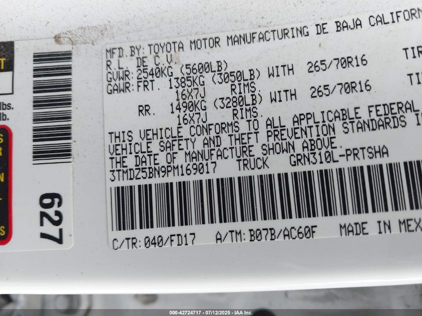 2023 Toyota Tacoma - 3TMDZ5BN9PM169017
