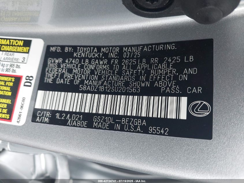 2025 Lexus ES 350 - 58ADZ1B12SU201563