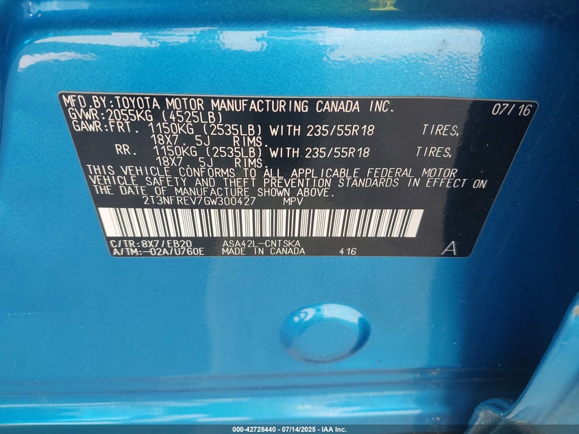 2016 TOYOTA RAV4 SE - 2T3NFREV7GW300427