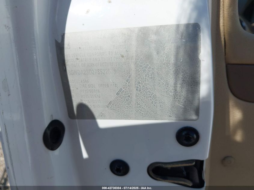 2007 Chevrolet Hhr Lt VIN: 3GNDA23D27S522678 Lot: 42730304