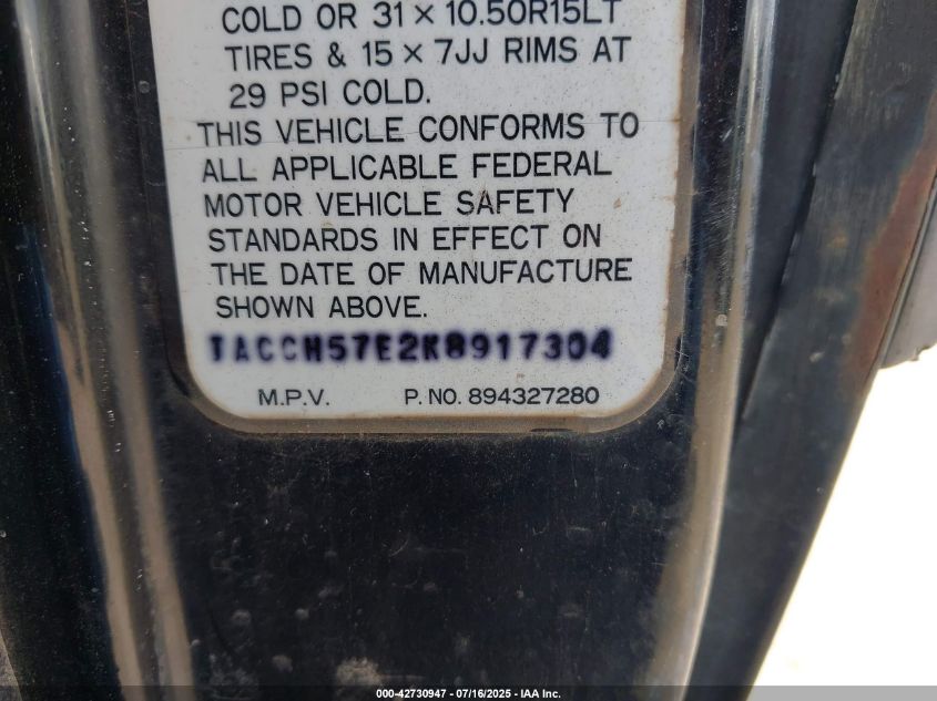 1989 Isuzu Trooper Ii VIN: JACCH57E0K8911730 Lot: 42730947