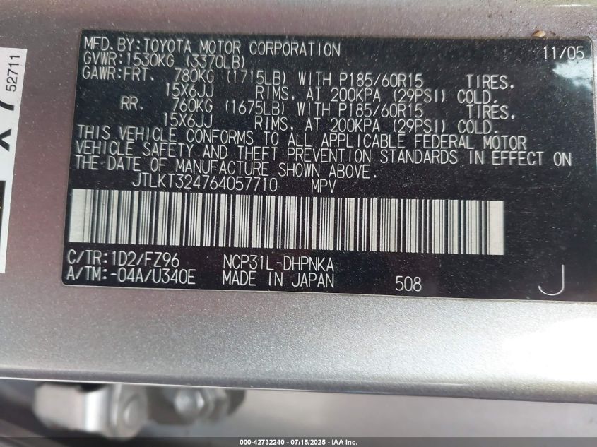 2006 Scion Xb VIN: JTLKT324764057710 Lot: 42732240