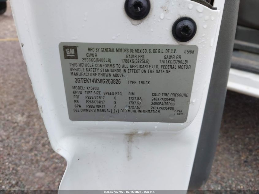2006 GMC Sierra 1500 Sl VIN: 3GTEK14V36G263826 Lot: 42732792