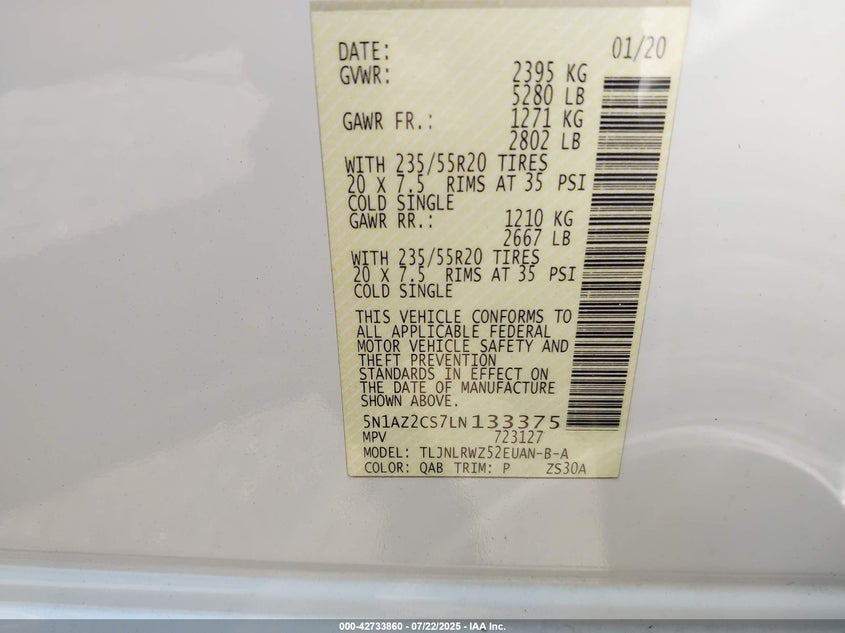 2020 NISSAN MURANO SL INTELLIGENT AWD - 5N1AZ2CS7LN133375