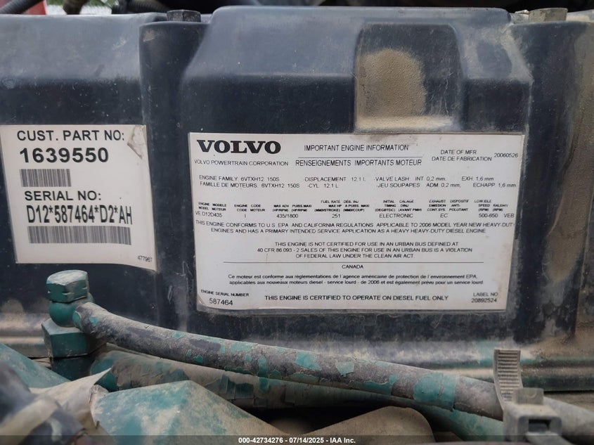 2007 Volvo Vn Vnm VIN: 4V4M19GH47N464523 Lot: 42734276