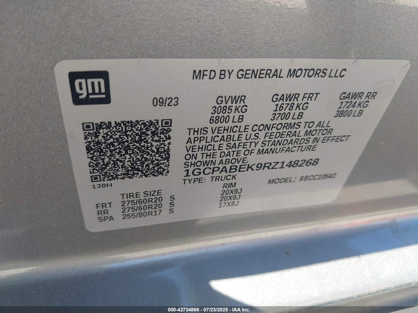 1GCPABEK9RZ148268 2024 CHEVROLET SILVERADO photo no. 9