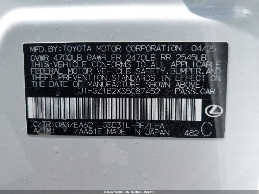 2025 Lexus IS 350 - JTHGZ1B2XS5087452