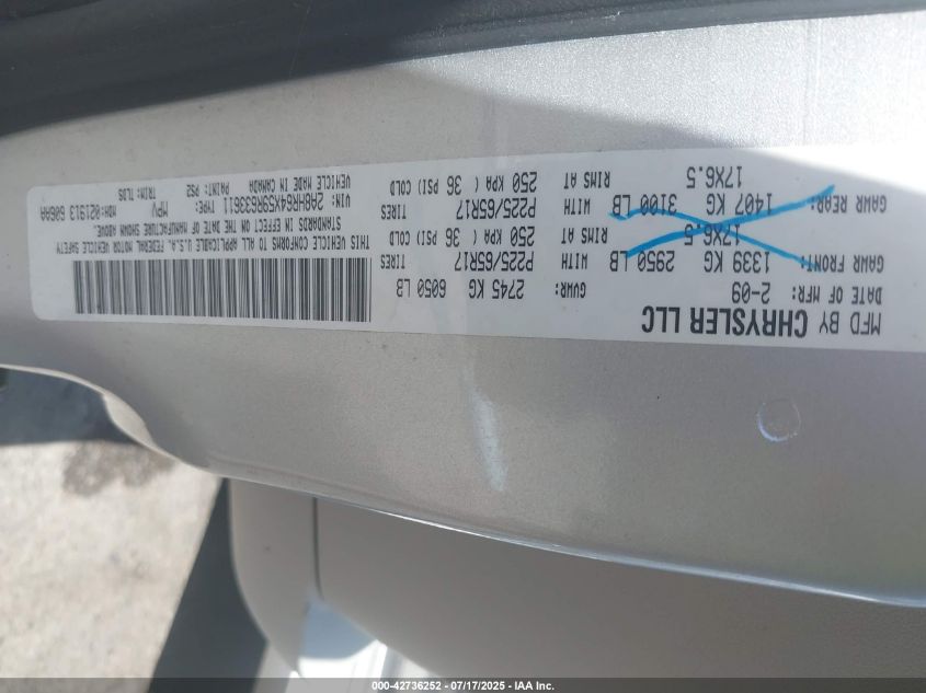 2009 Chrysler Town & Country Limited VIN: 2A8HR64X59R633611 Lot: 42736252